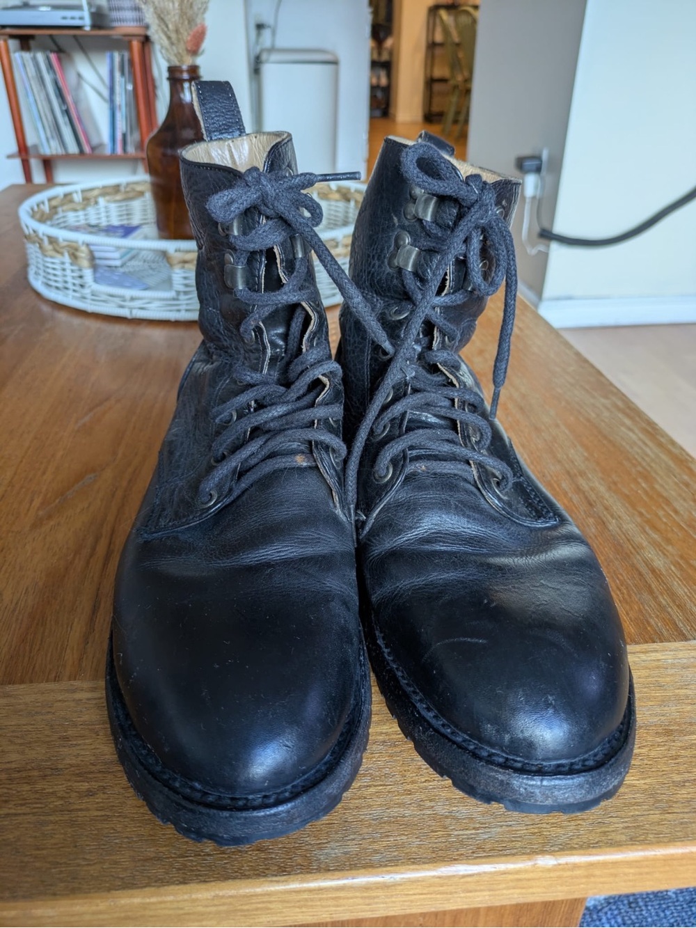 John Fluevog Black Leather Lace-Up Men's Boots